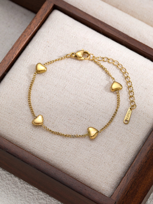 Minimalist Gold Heart Titanium Steel Bracelet