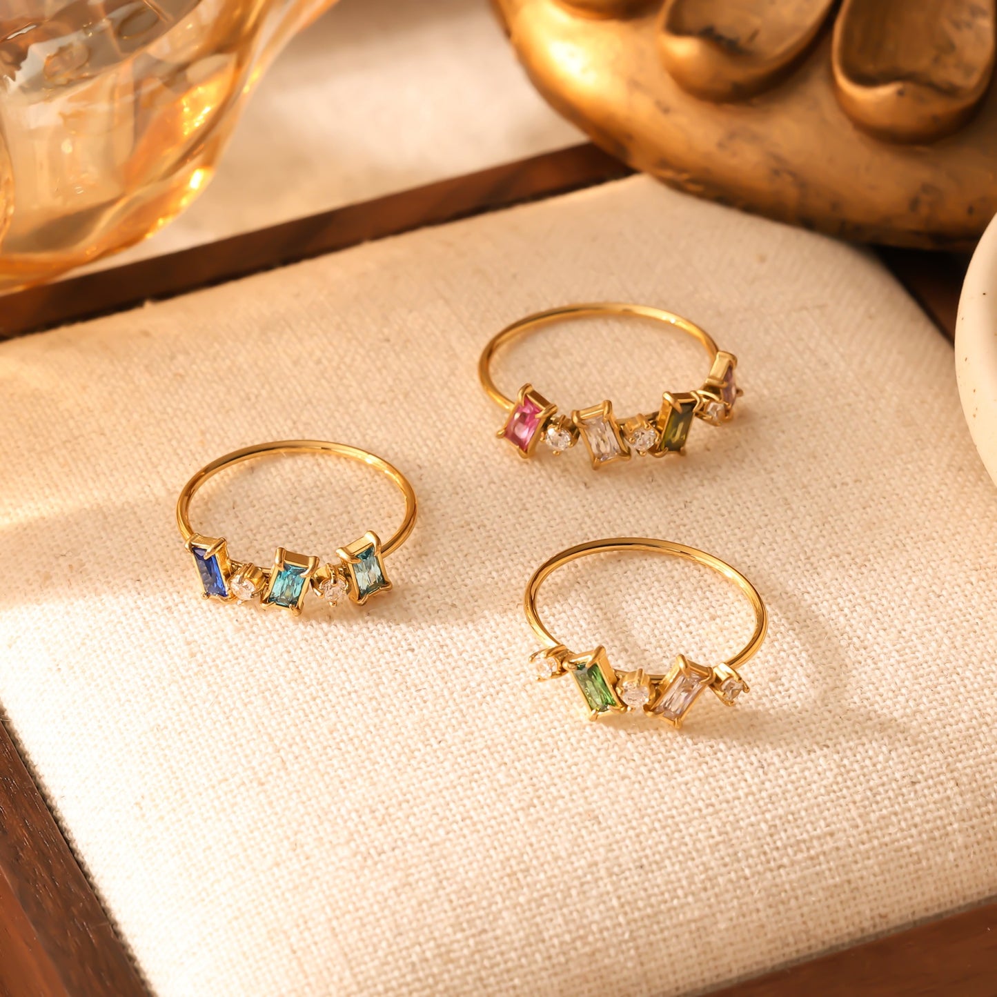 Colorful CZ Stackable Gold Ring