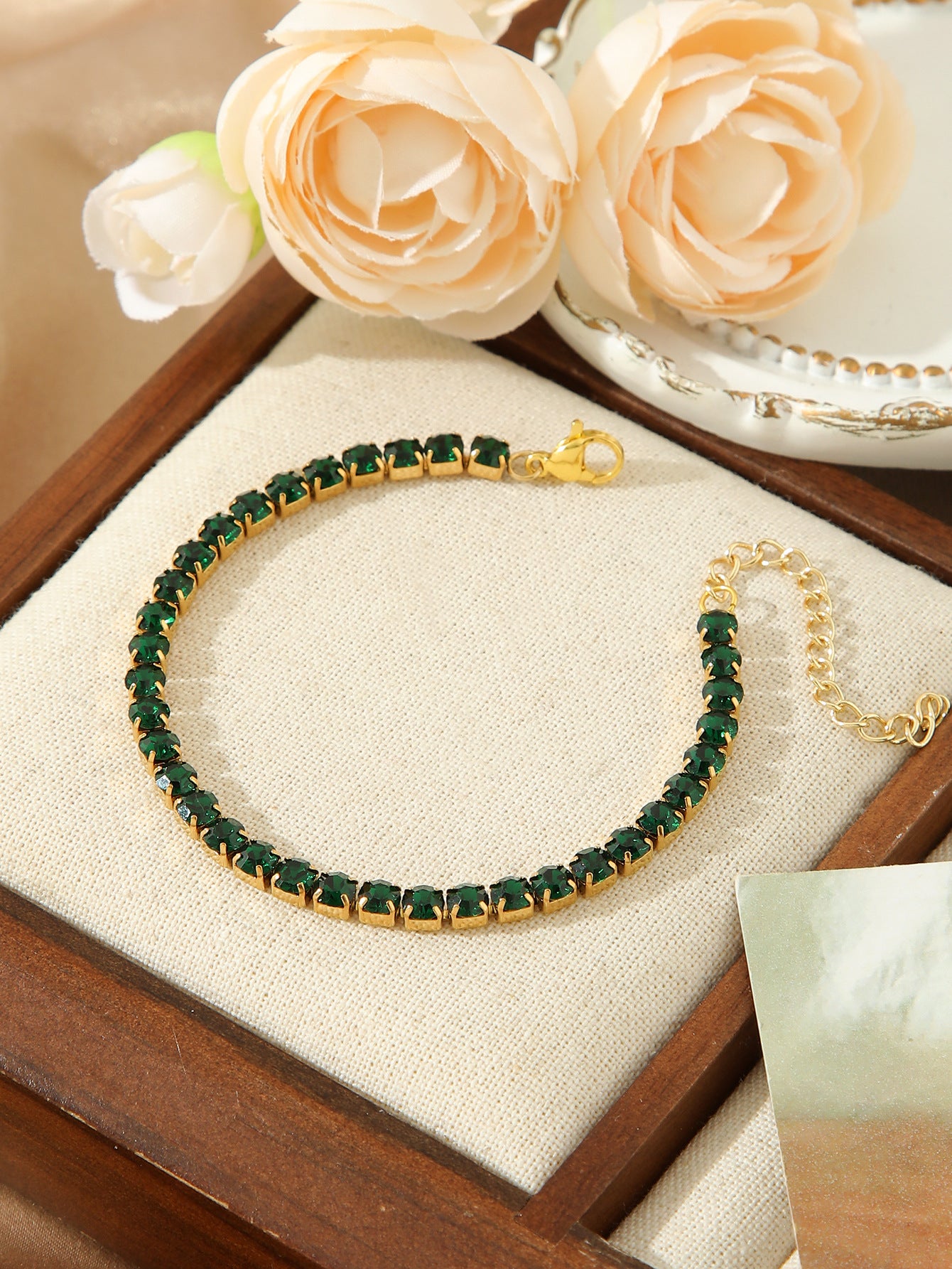 Color Zircon Tennis Bracelet Gold Stainless Steel