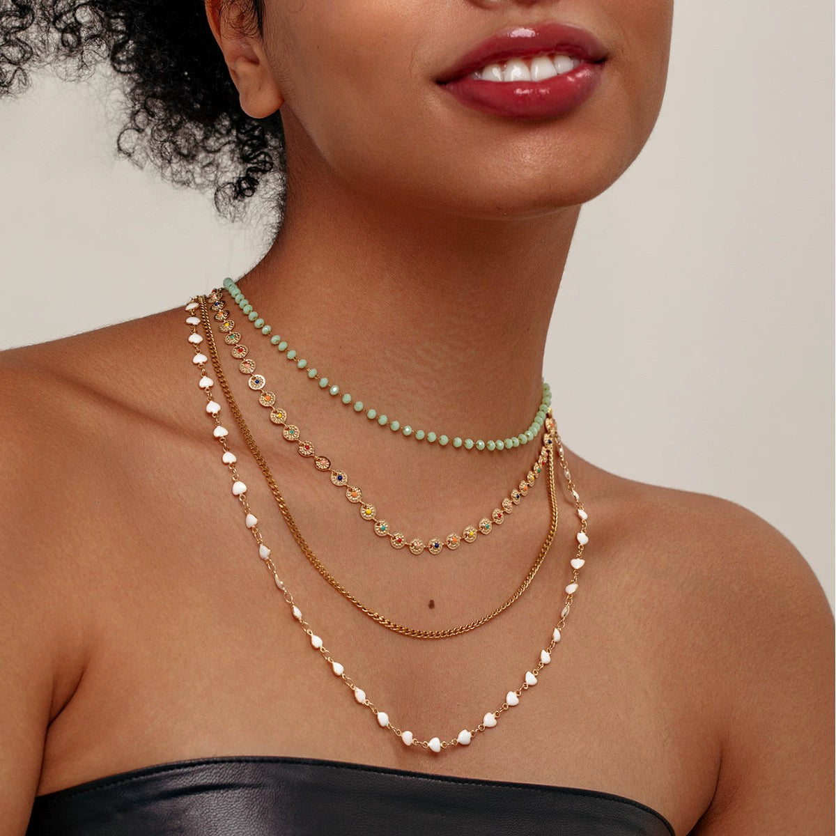Retro Multi Layer Drip Bead Necklace