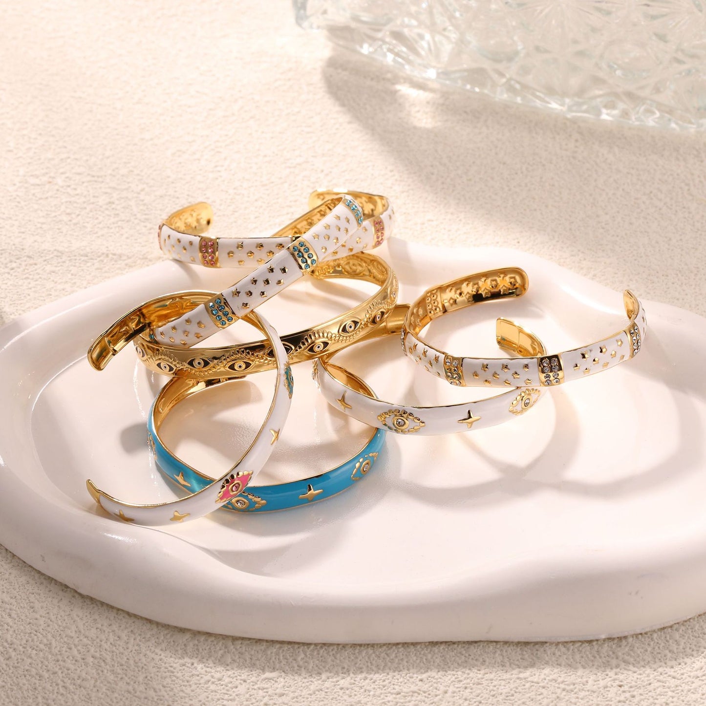 Color Drip Enamel Bangle 18K Gold Plated Stainless Steel