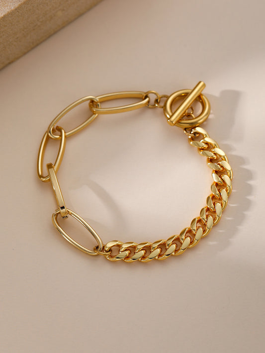 Paperclip Chain Bracelet Gold Stainless Steel