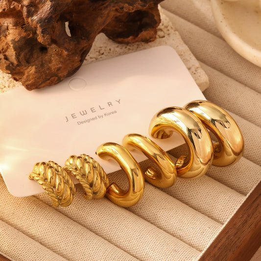 Geometric Hoop Earrings 18K Gold Plated Stainless Steel