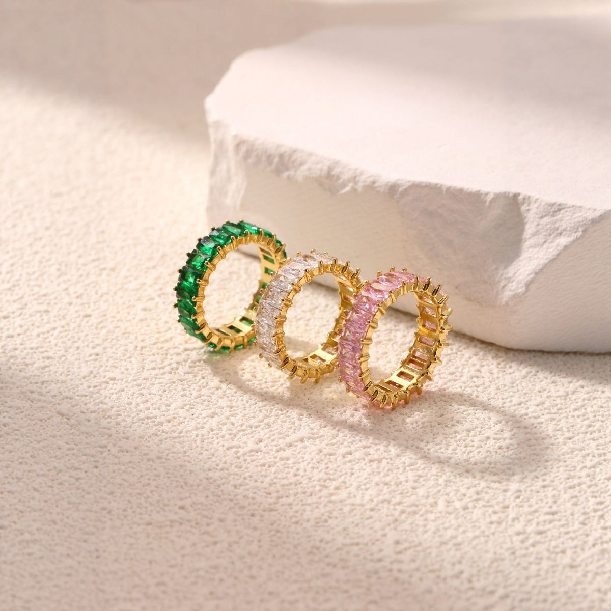 Gold Geometric Colored Zircon Ring