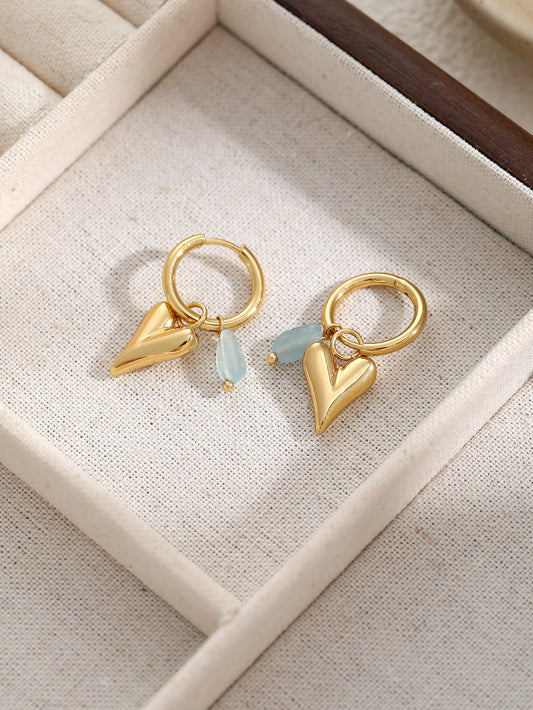 Gold Heart Beaded Drop Earrings