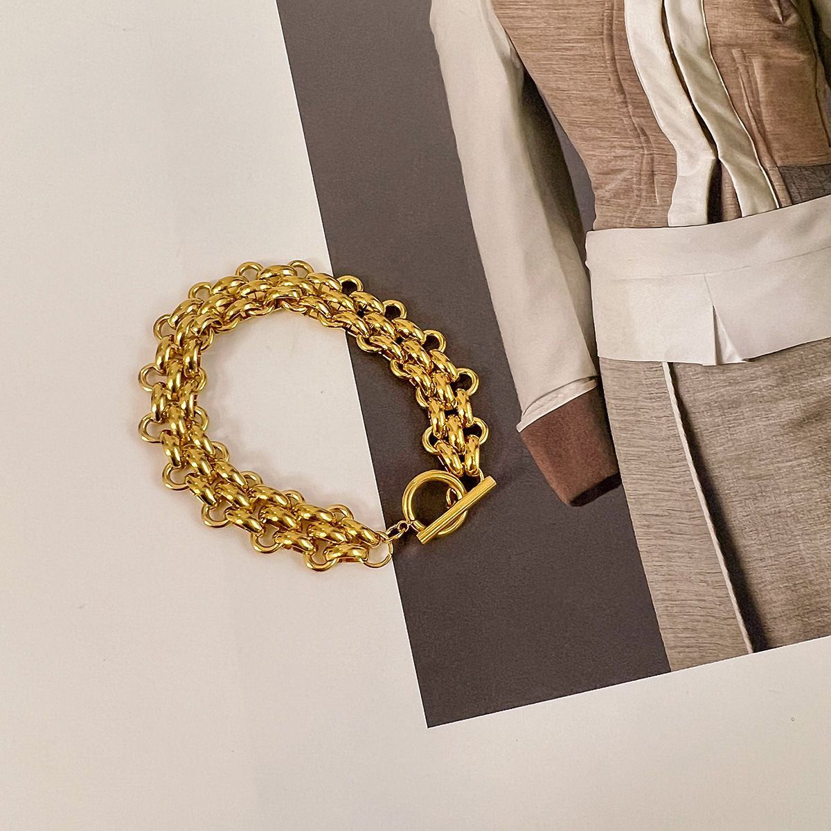 Vintage 18K Gold Plated Chain Bracelet