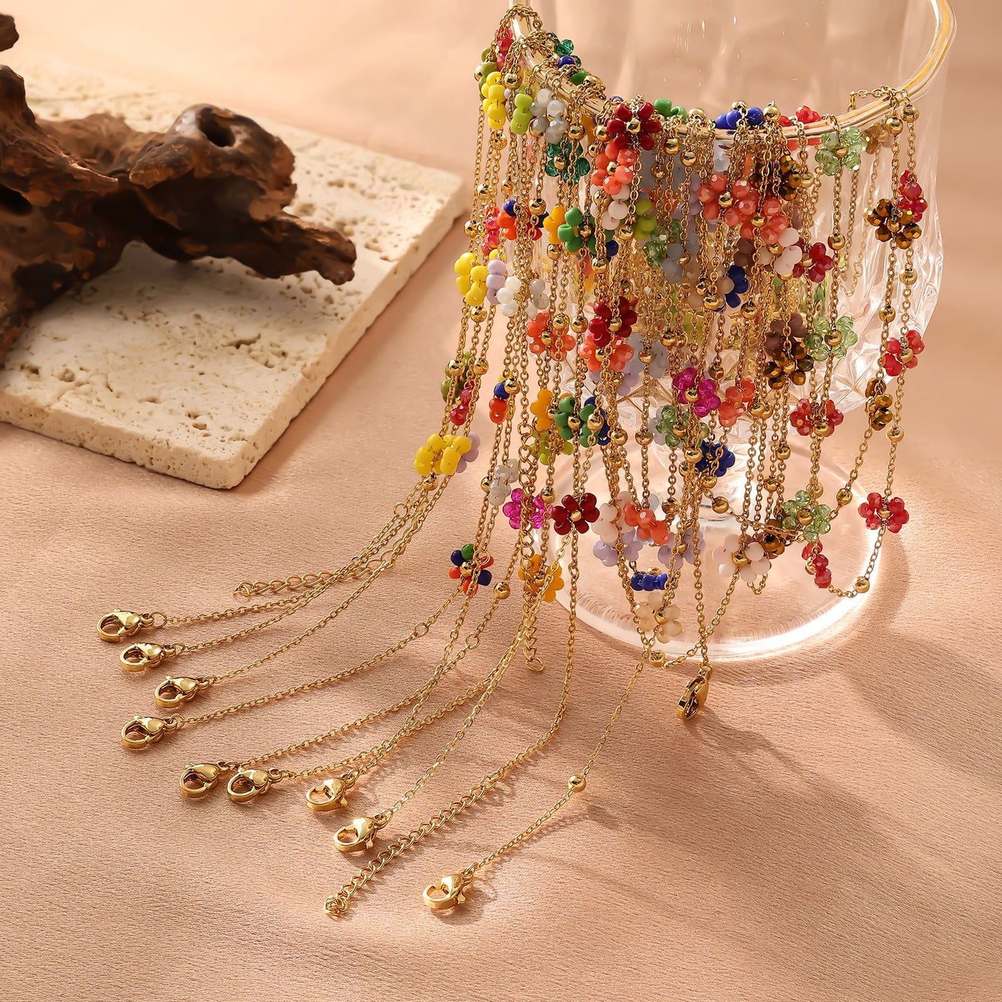 Dainty Colorful Flower Gold Necklace
