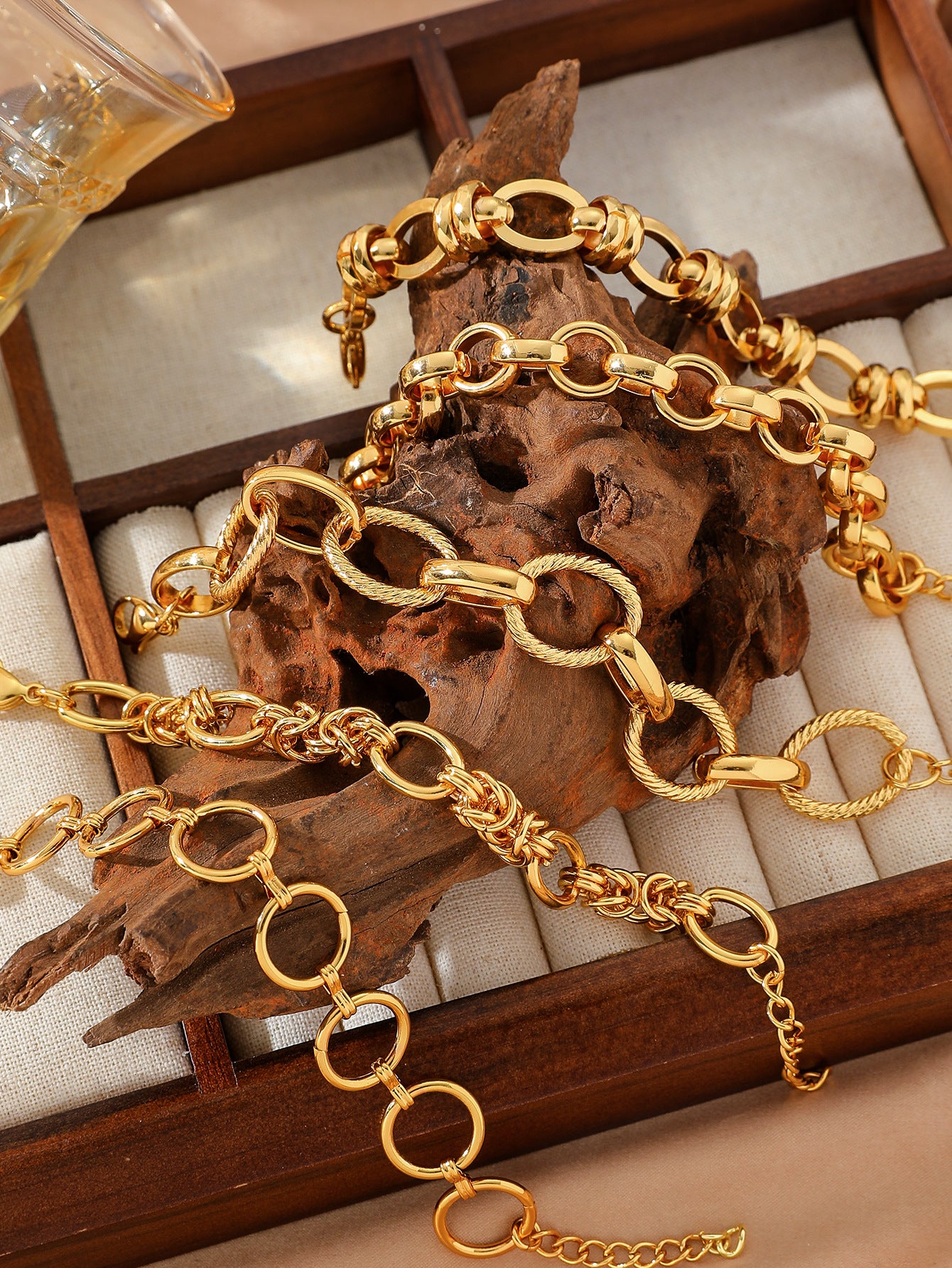 Circle Link Chain Bracelet 18K Gold Plated Stainless Steel