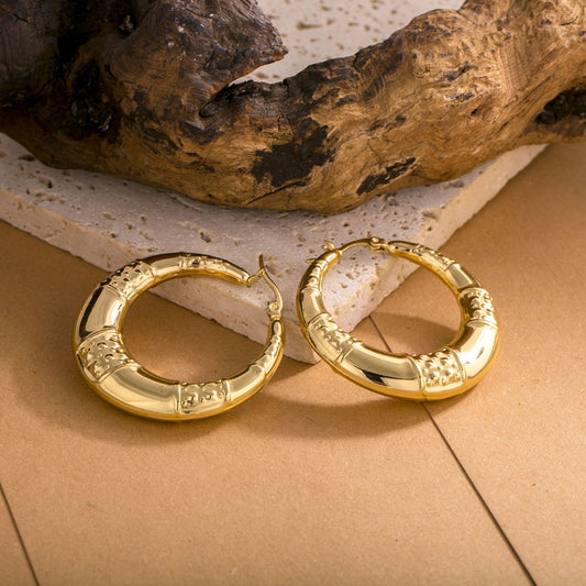Premium Statement Hoop Earrings 18K Gold Plated Stainless Steel
