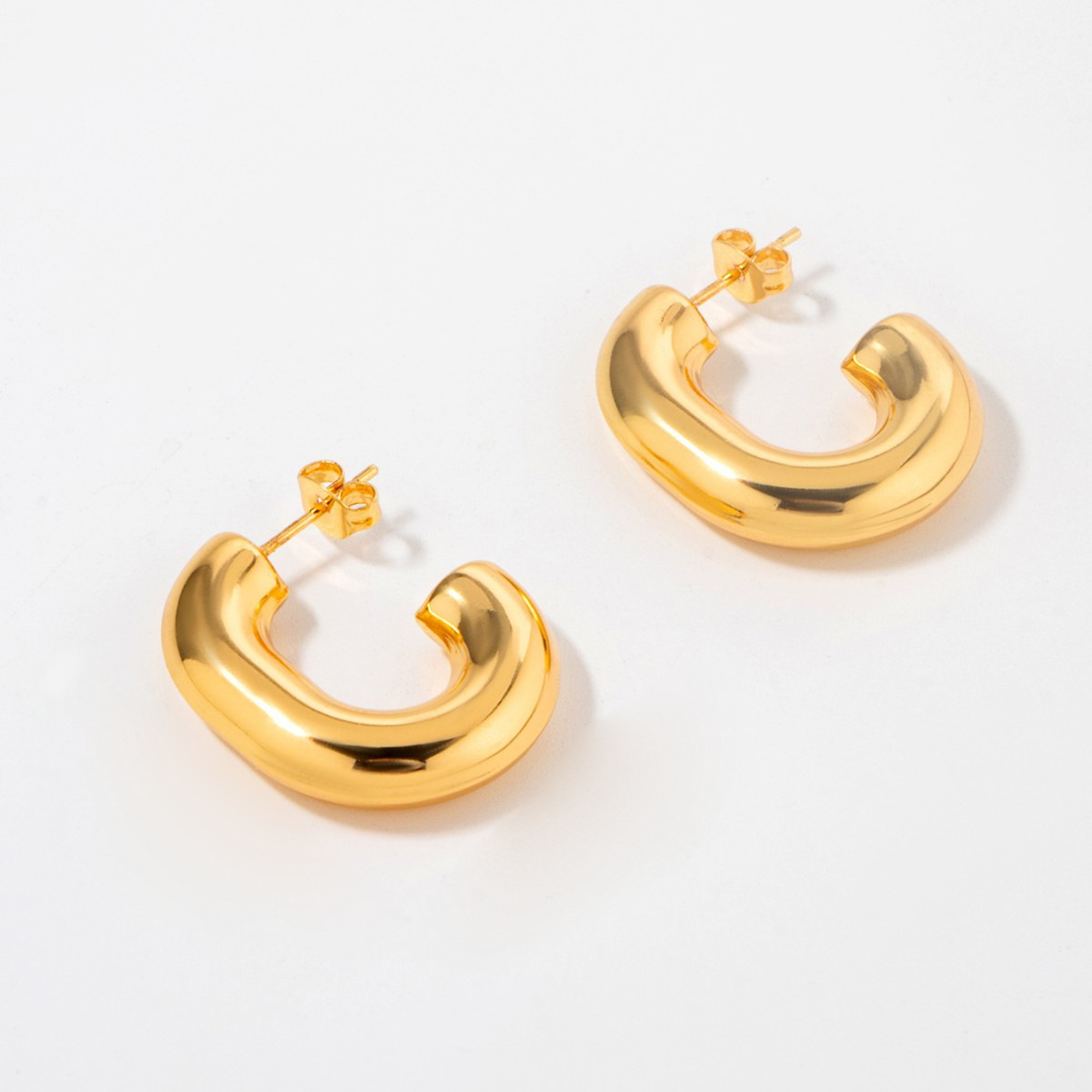 Rounded Bold Hoop Earrings 18K Gold Plated Stainless Steel