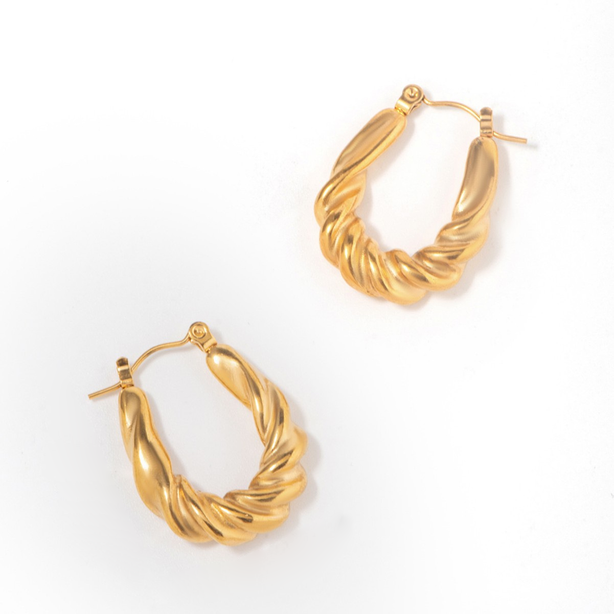 Thick Statement Hoop Earrings 18K Gold Plated Stainless Steel