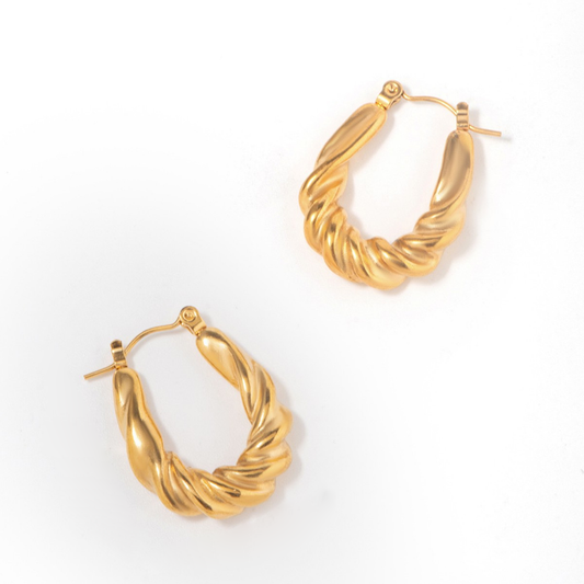 Thick Statement Hoop Earrings 18K Gold Plated Stainless Steel