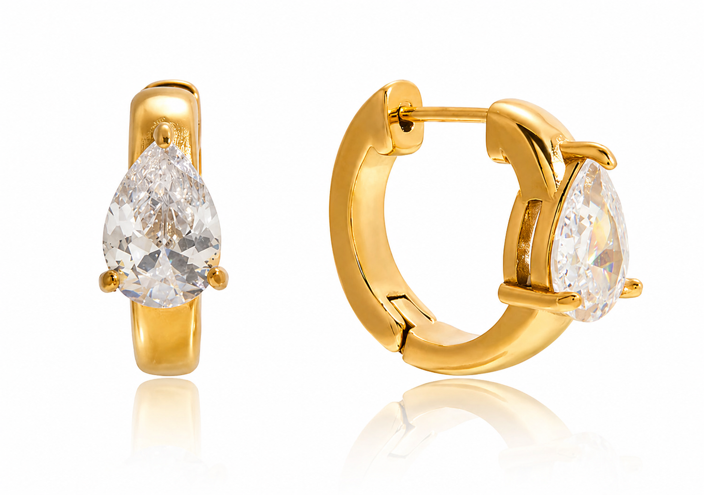 Gold Ribbed Ear Cuff & Hoop Earring Set