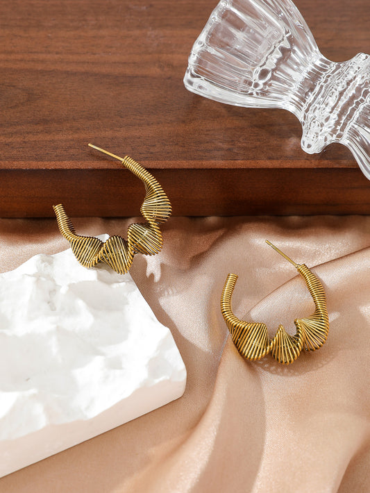 Chic Sun Wave Geometric Gold Earrings