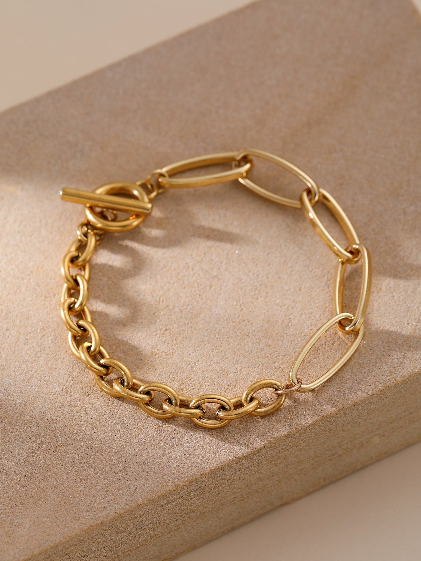 Paperclip Chain Bracelet Gold Stainless Steel