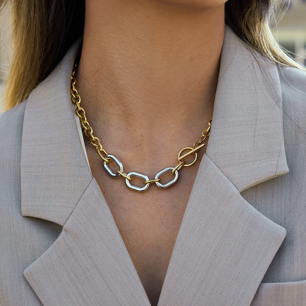 Liora Dual Tone Link Necklace