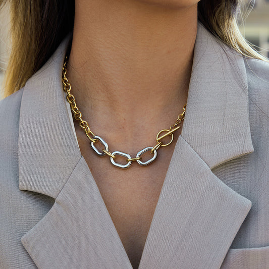 Liora Dual Tone Link Necklace