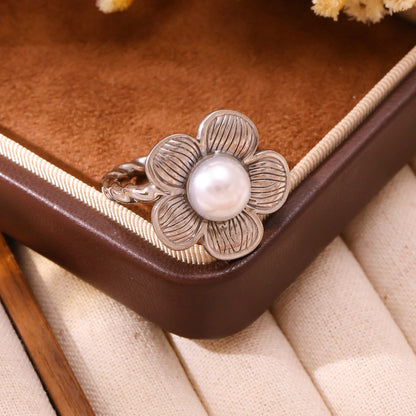 Floral Open Ring Gold Plated Stainless Steel