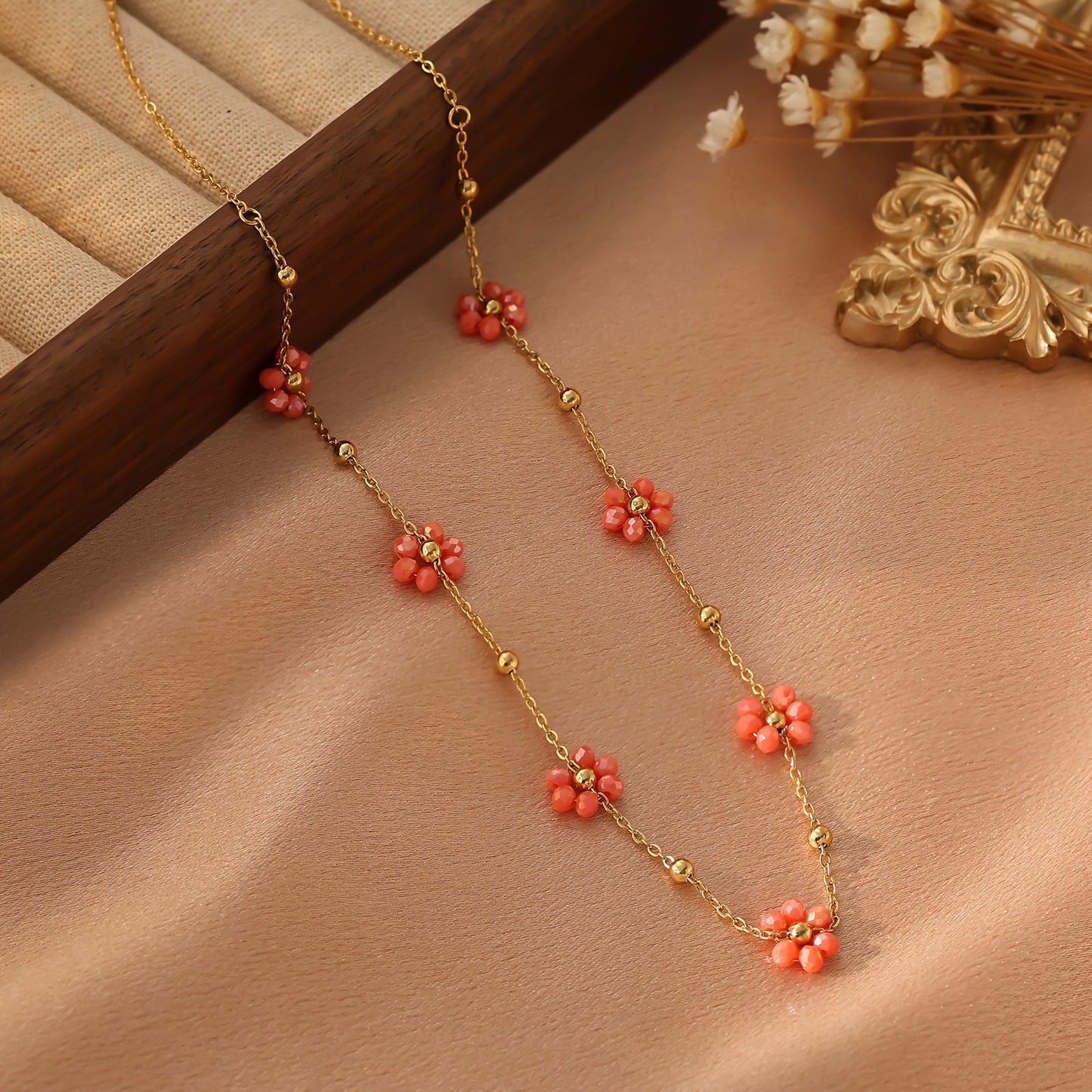 Dainty Colorful Flower Gold Necklace