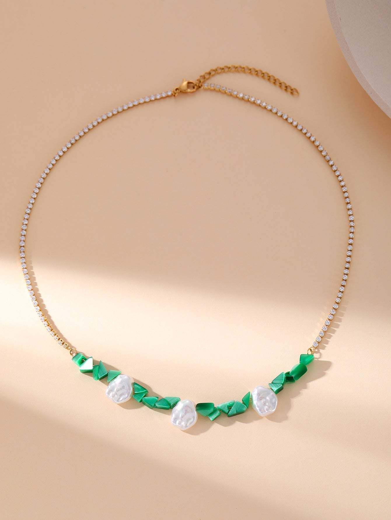 Green Stone Layered Necklace