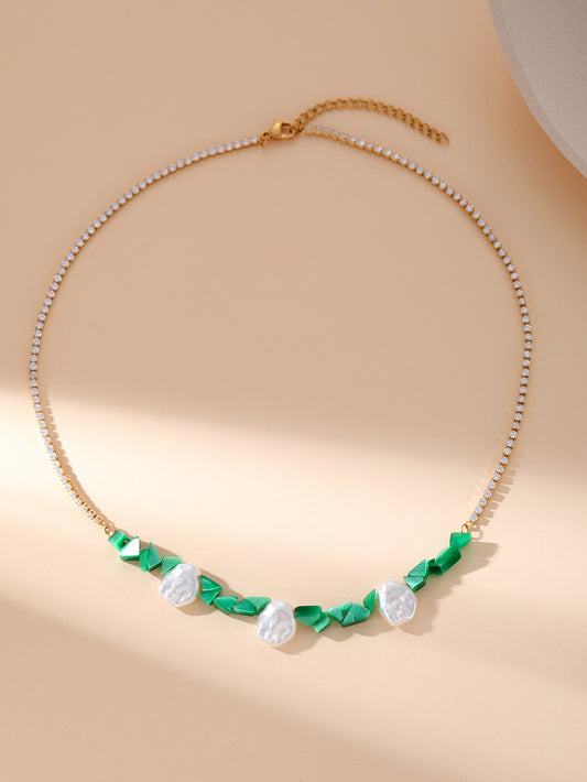Green Stone Layered Necklace
