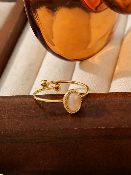 Vintage Natural Stone Adjustable Gold Ring