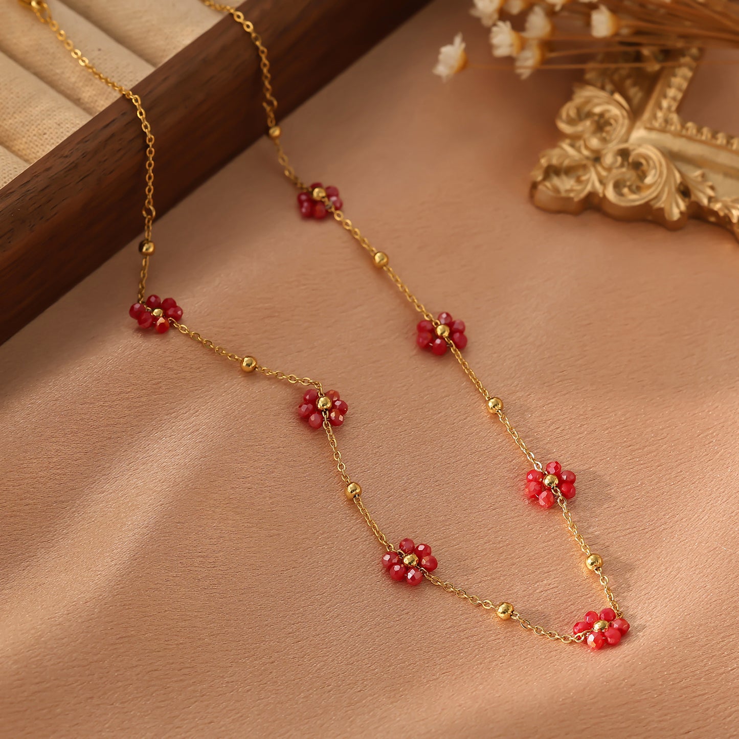 Dainty Colorful Flower Gold Necklace