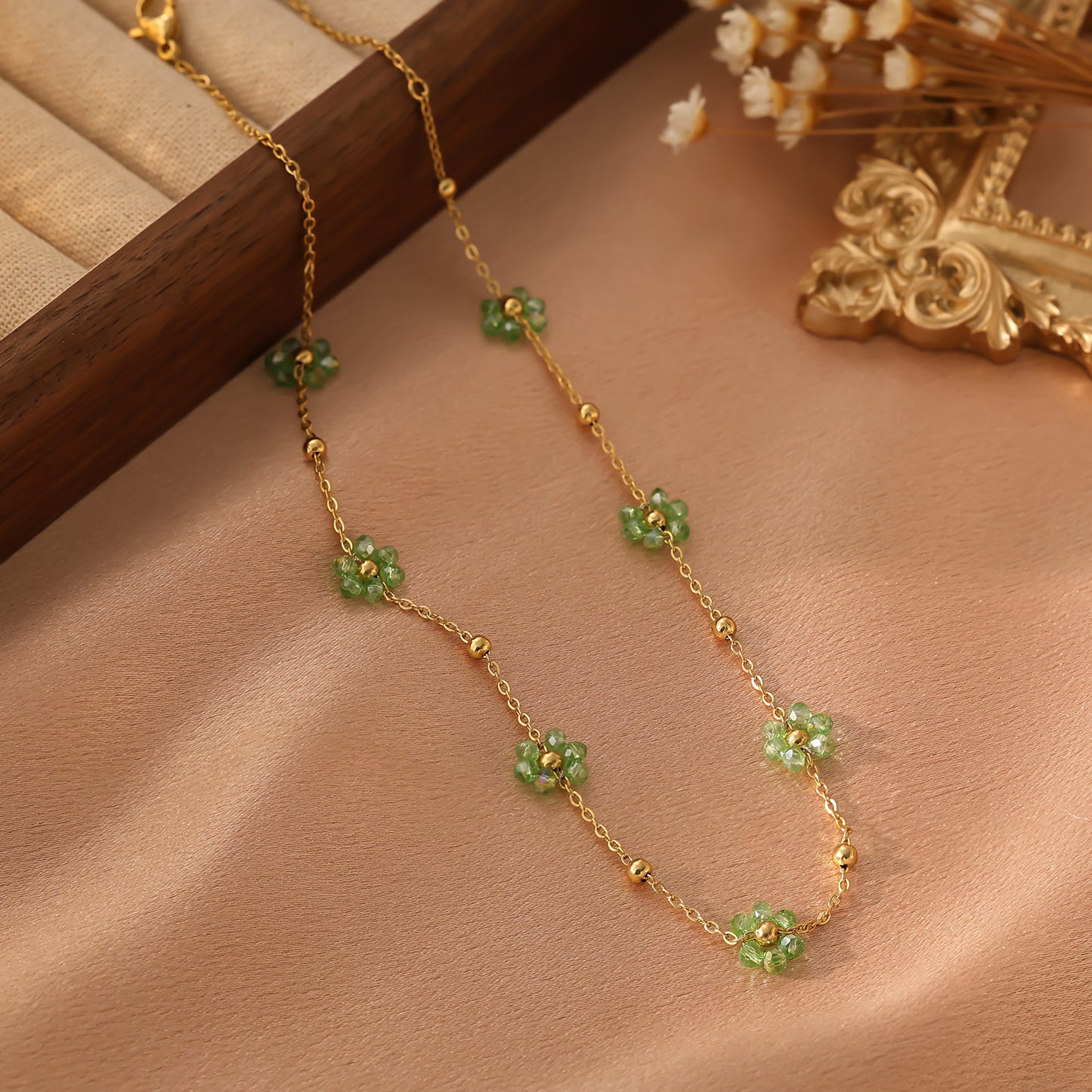 Dainty Colorful Flower Gold Necklace