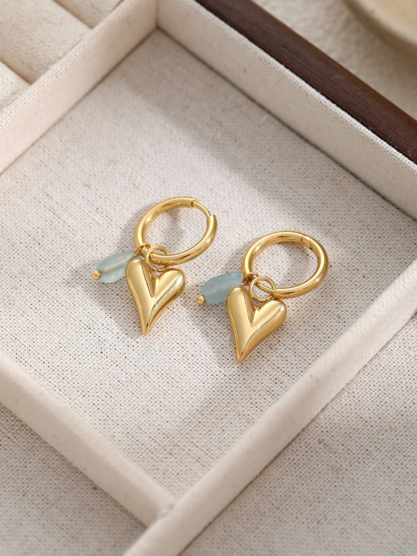 Gold Heart Beaded Drop Earrings