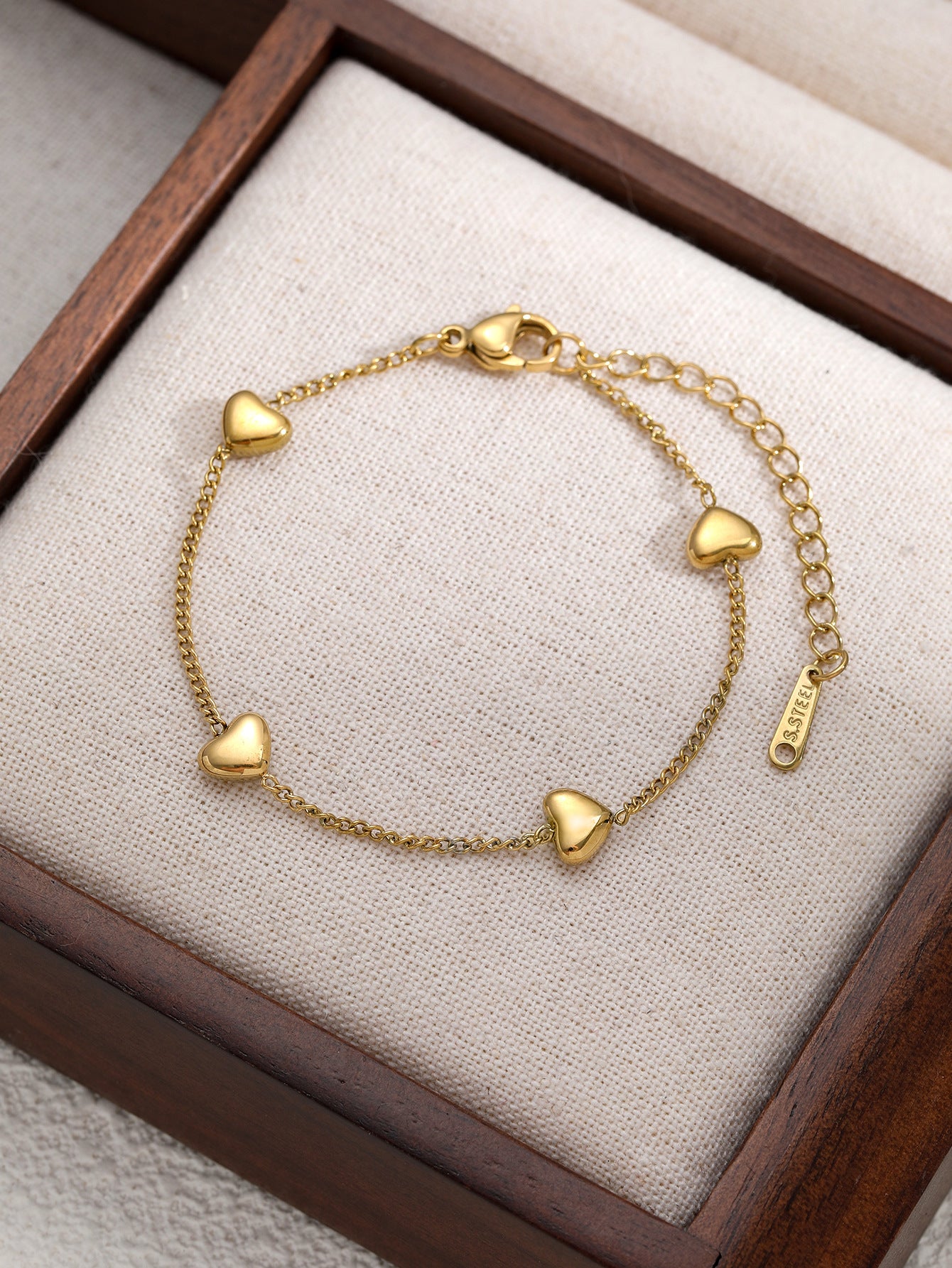 Minimalist Gold Heart Titanium Steel Bracelet