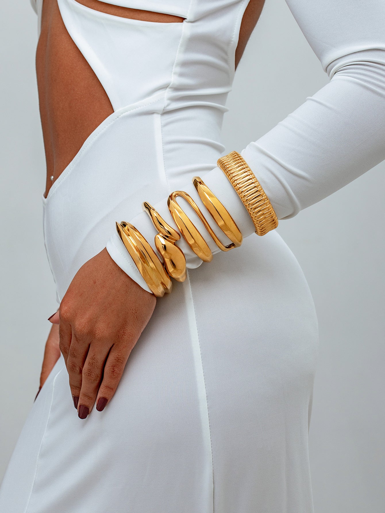 Wide Open Cuff Bracelet 18k Gold Plated Stainless Steel