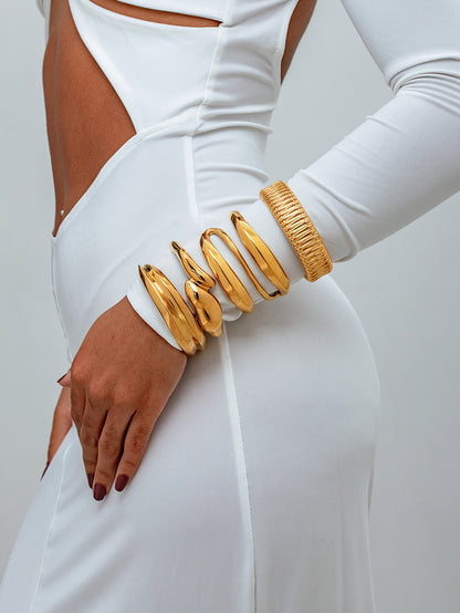 Wide Open Cuff Bracelet 18k Gold Plated Stainless Steel