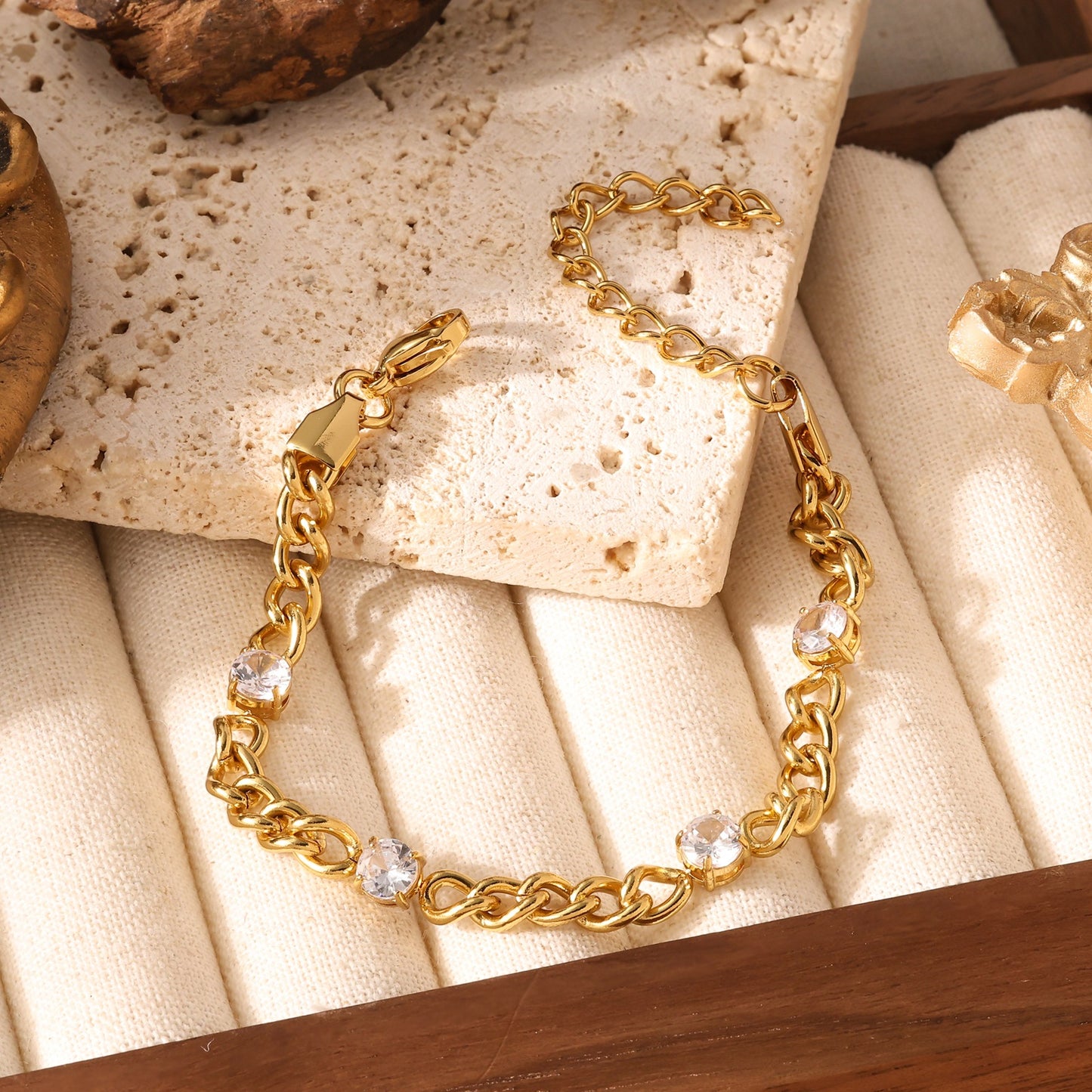 Garnet Oval Chain Bracelet