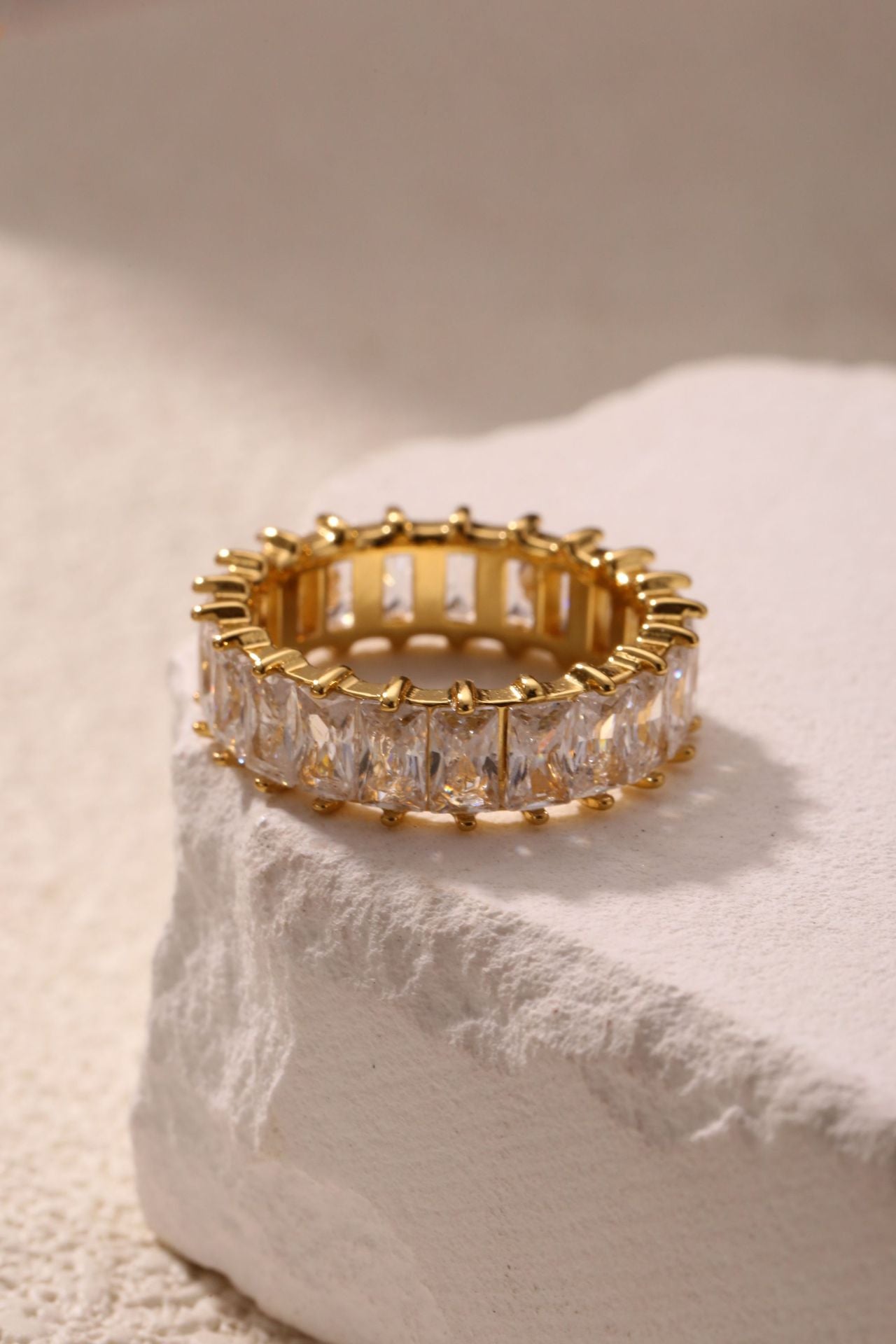 Gold Geometric Colored Zircon Ring