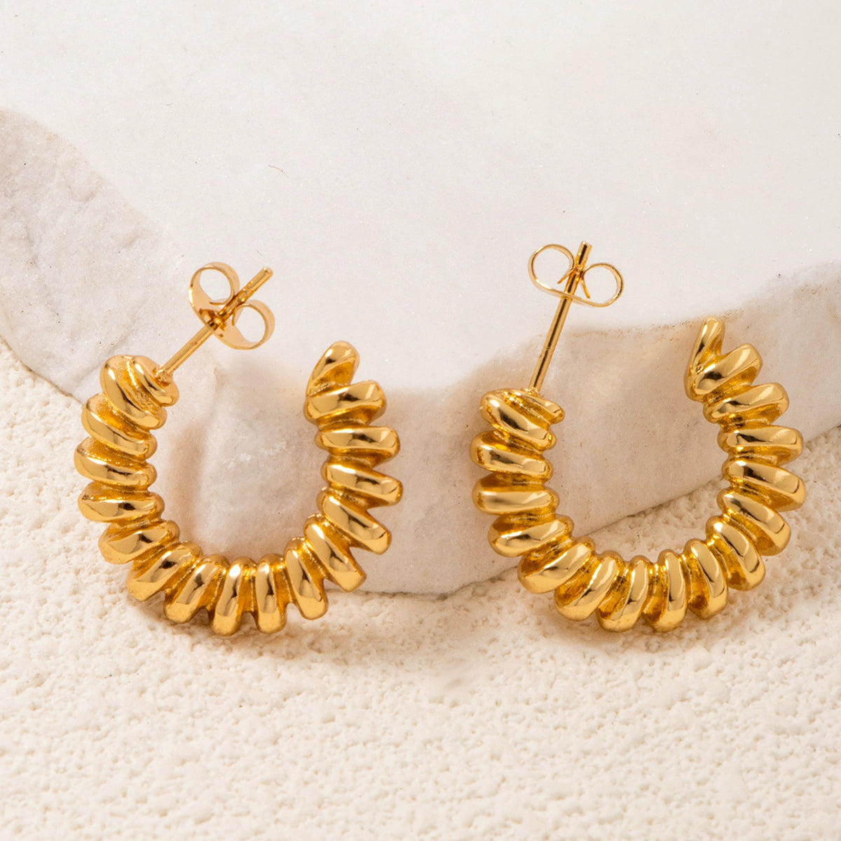 Minimal Gold Stud Earrings Stainless Steel Geometric Set