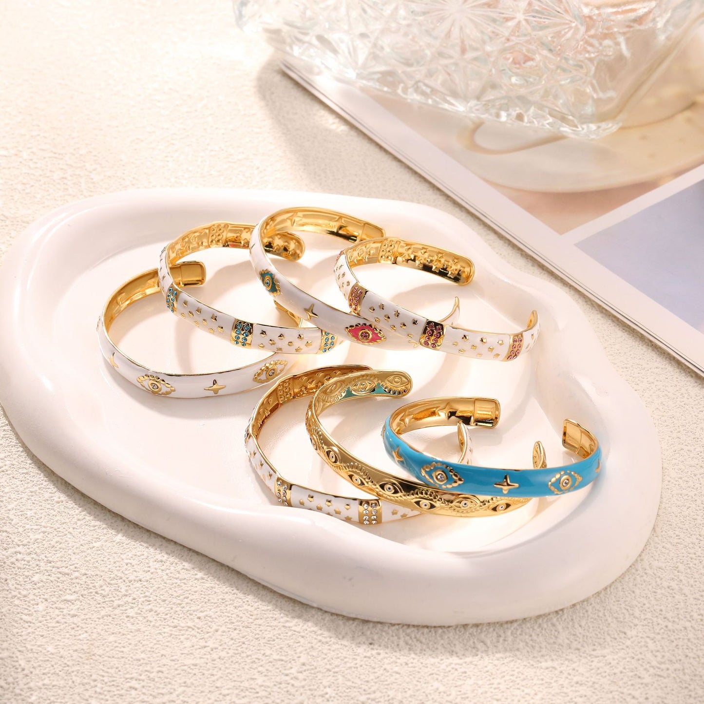 Color Drip Enamel Bangle 18K Gold Plated Stainless Steel