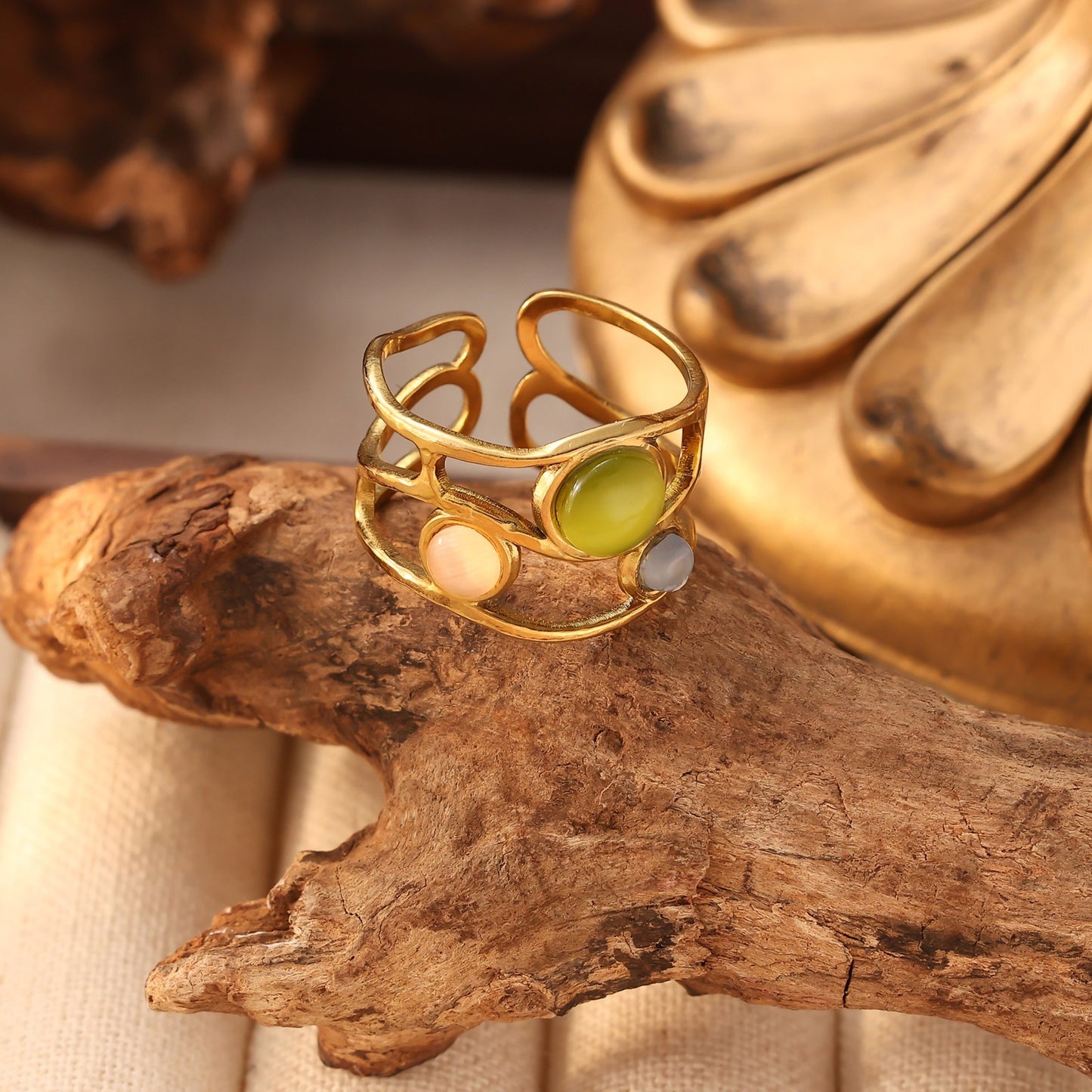 Color Stone Open Ring