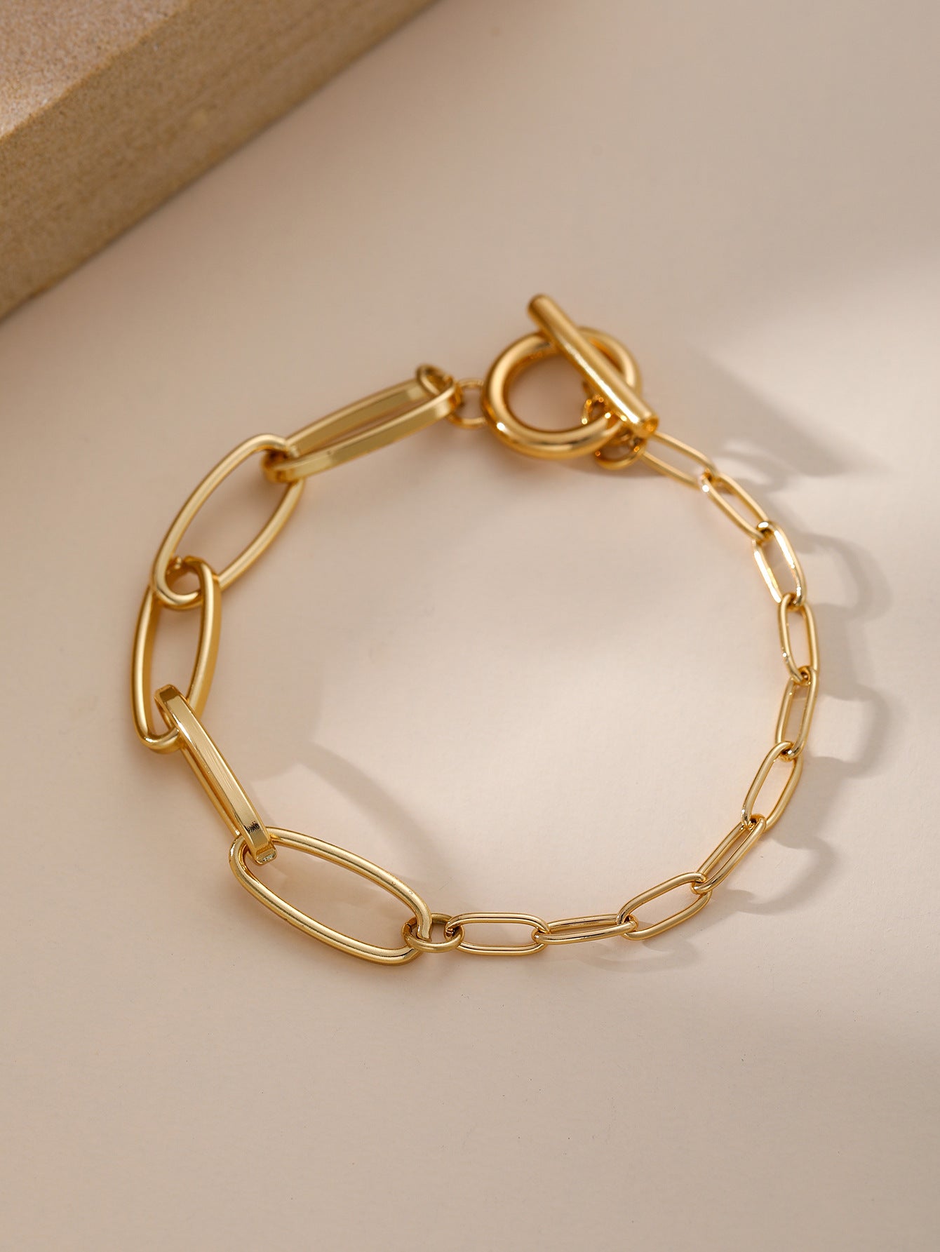 Paperclip Chain Bracelet Gold Stainless Steel