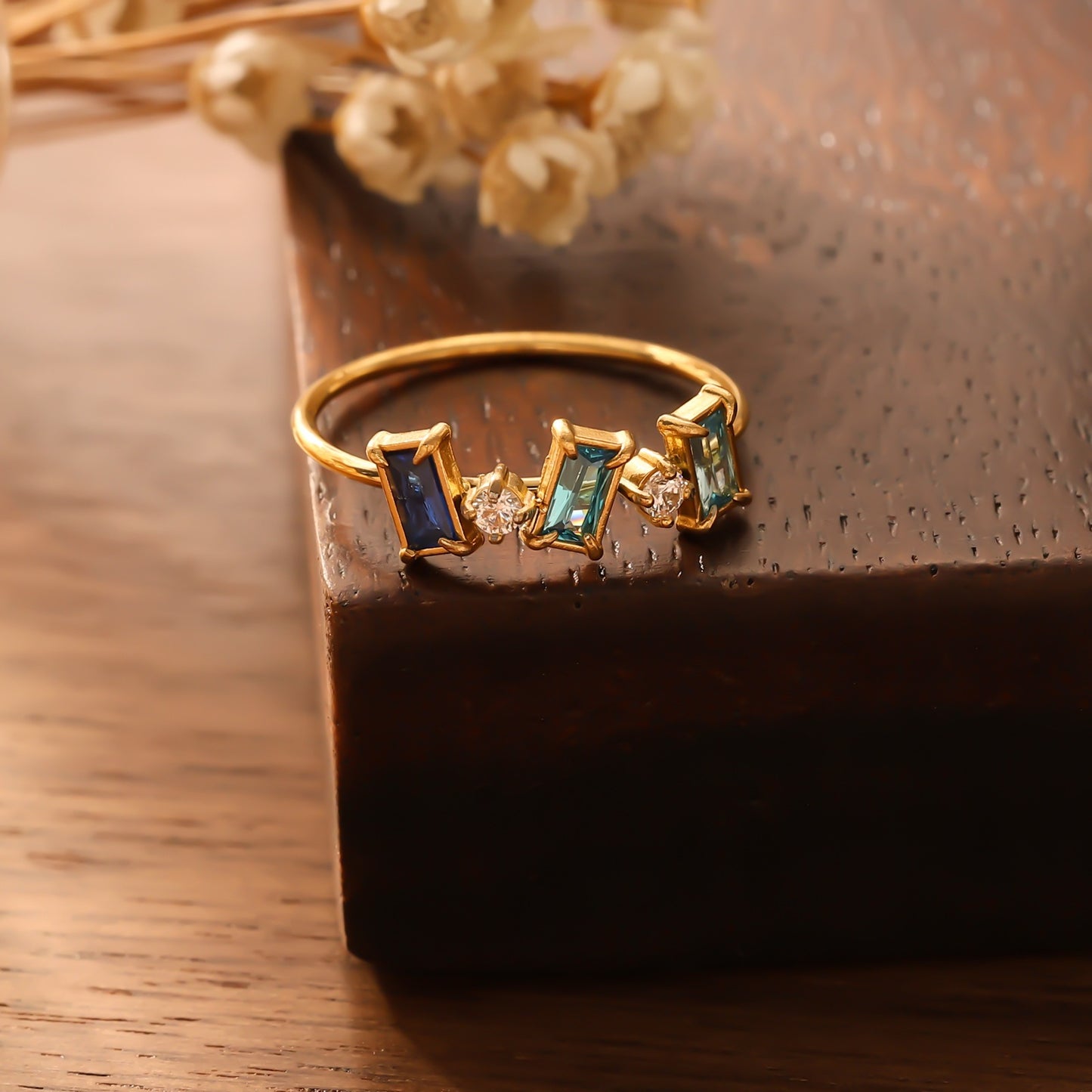 Colorful CZ Stackable Gold Ring