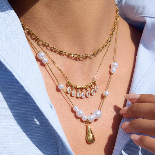 Pearl Drop Charm Necklace