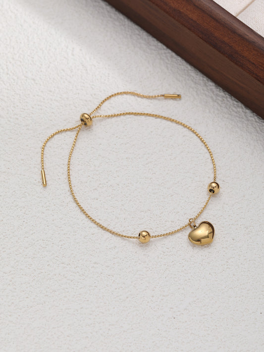 Minimalist Gold Heart Titanium Steel Bracelet