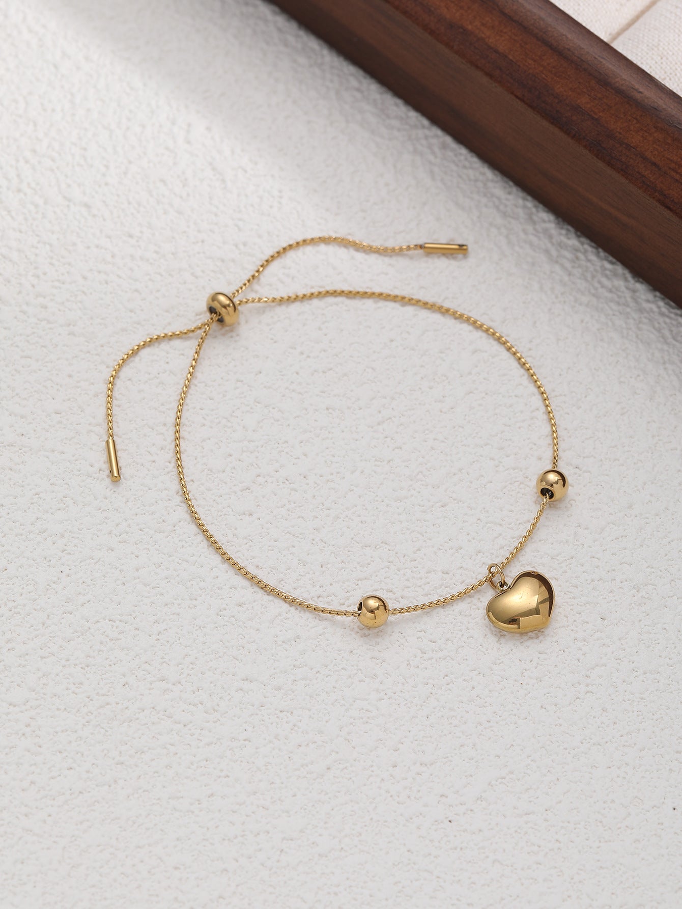 Heart Charm Bracelet Gold Plated Titanium Steel