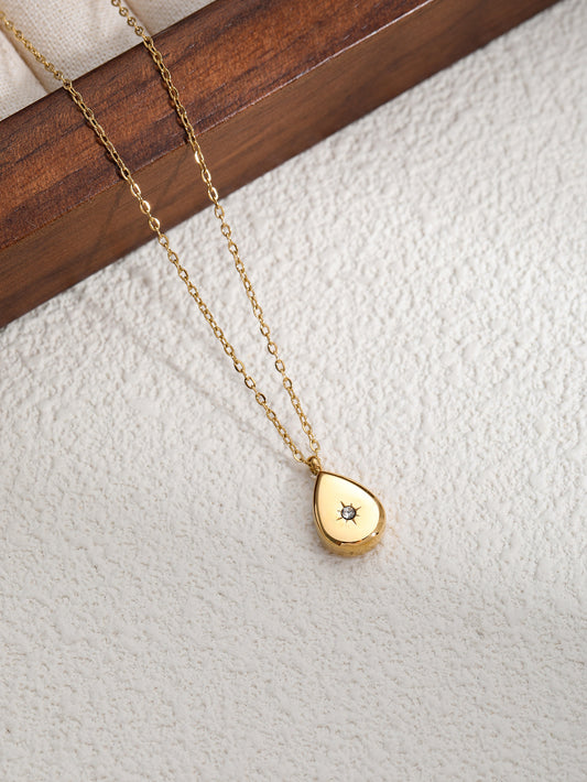 Layered Zircon Necklace Gold Plated Titanium Steel