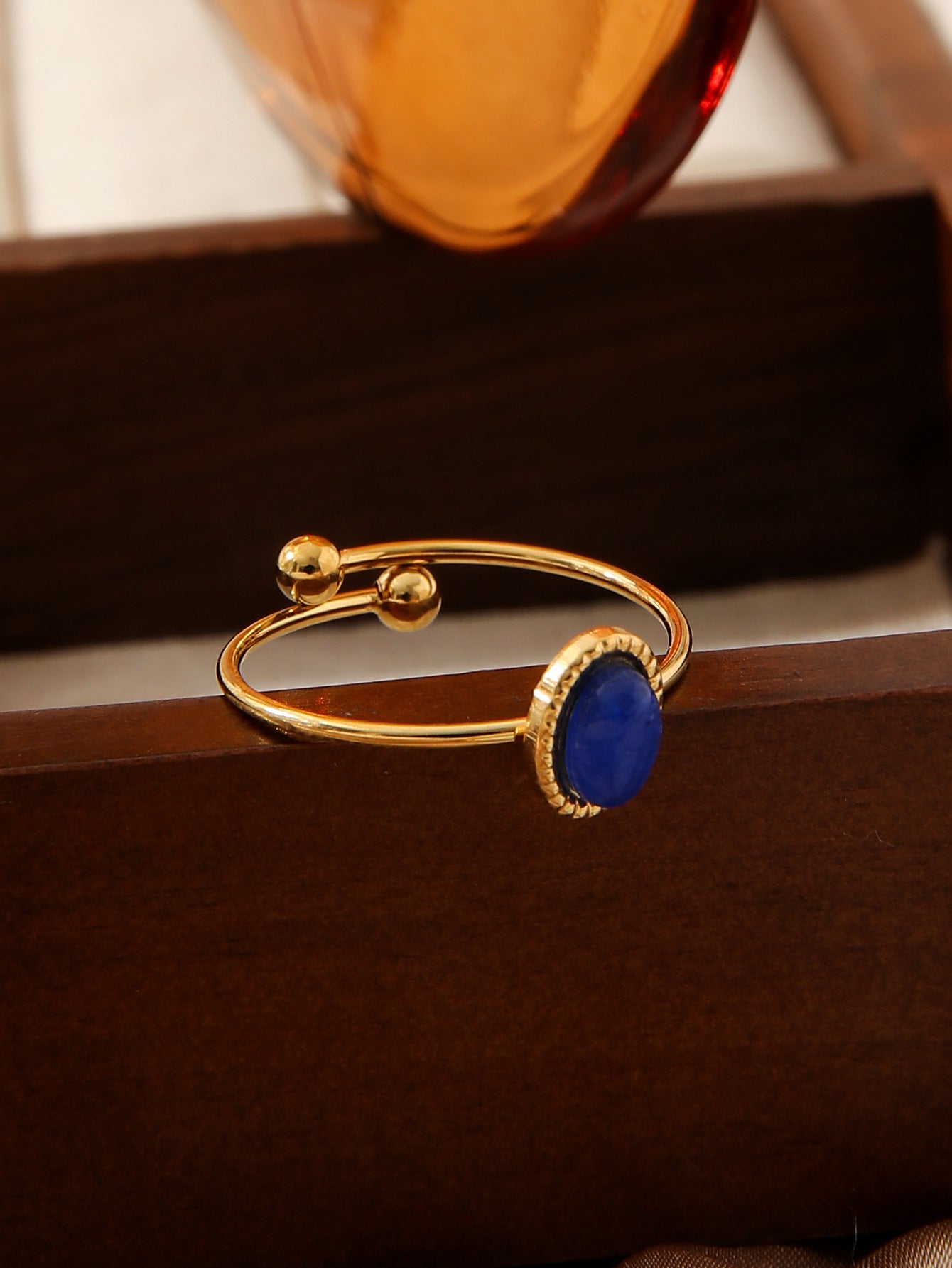 Vintage Natural Stone Adjustable Gold Ring