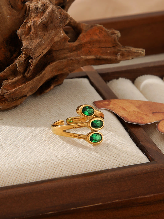 Triple Oval Zircon Open Ring