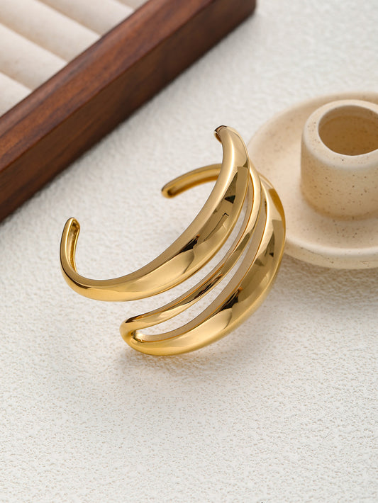 Open Gold Bangle 18K Gold Plated Stainless Steel