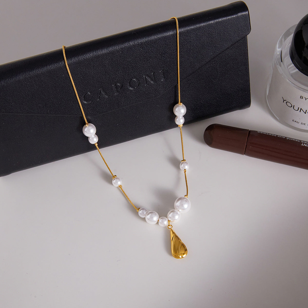 Pearl Drop Charm Necklace