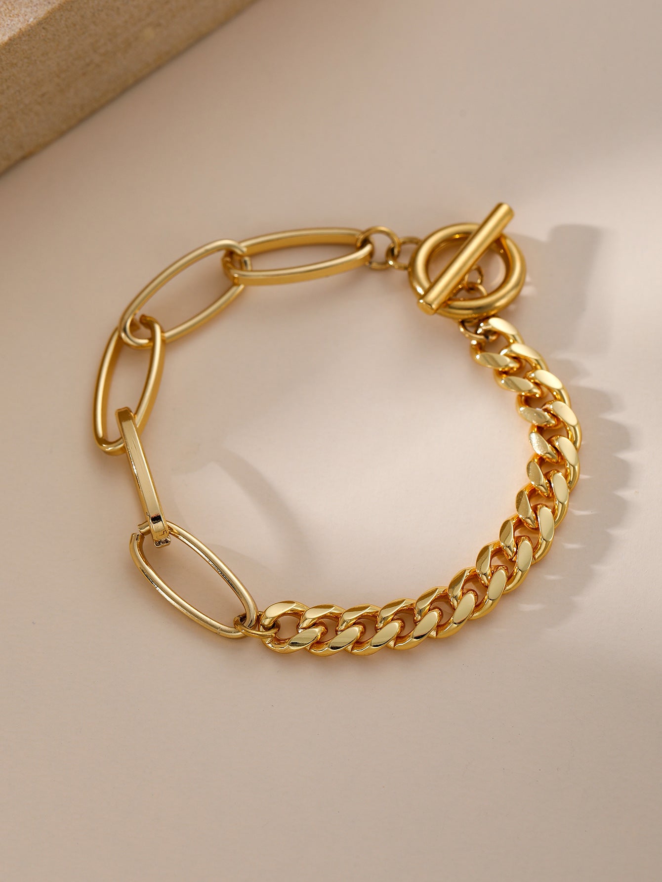 Paperclip Chain Bracelet Gold Stainless Steel