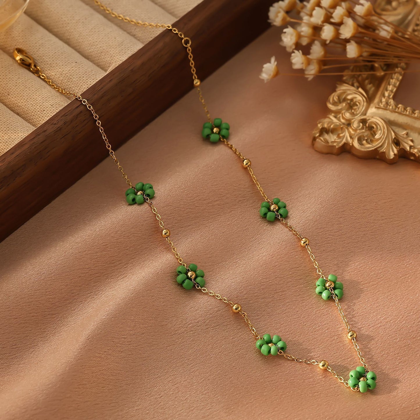 Dainty Colorful Flower Gold Necklace