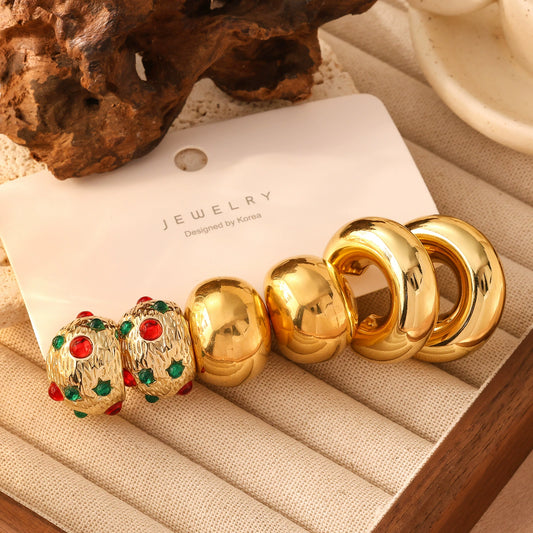 Geometric Hoop Earrings 18K Gold Plated Stainless Steel